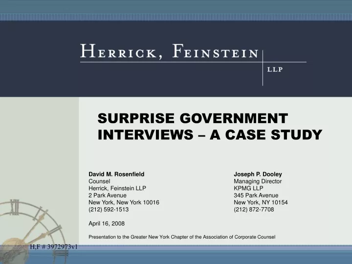 surprise government interviews a case study