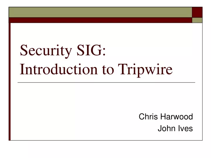 security sig introduction to tripwire