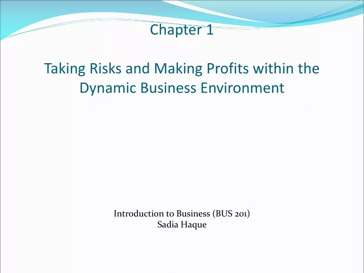 chapter 1 taking risks and making profits within the dynamic business environment
