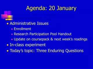 Agenda: 20 January