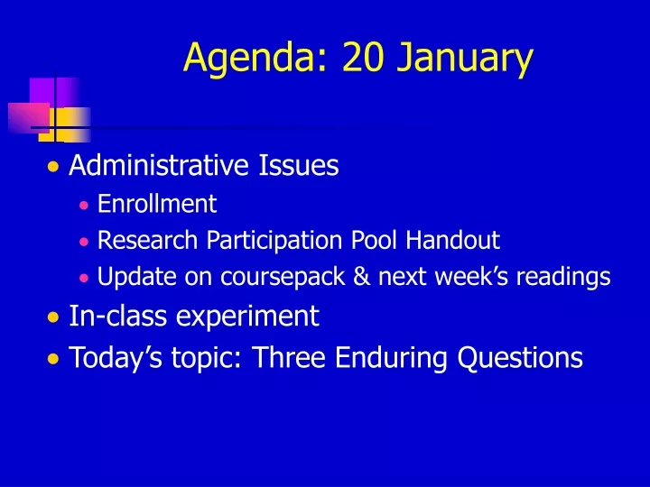 agenda 20 january