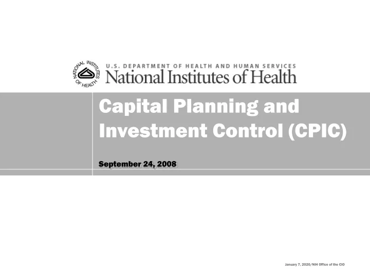 capital planning and investment control cpic