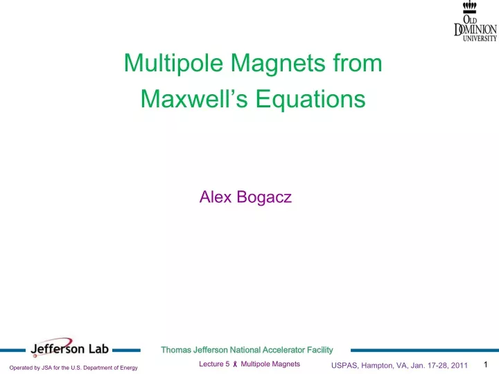 multipole magnets from maxwell s equations