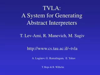 TVLA:  A System for Generating  Abstract Interpreters