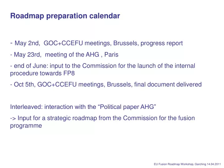 roadmap preparation calendar may 2nd goc ccefu