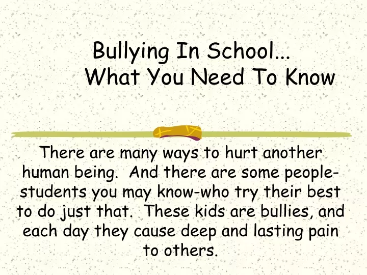 bullying in school what you need to know
