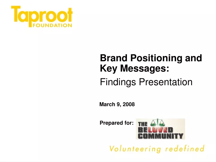 brand positioning and key messages findings presentation