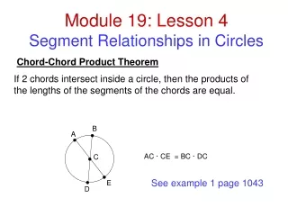 Module 19: Lesson 4 Segment Relationships in Circles