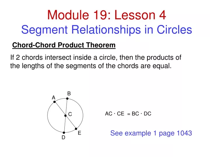 module 19 lesson 4 segment relationships in circles