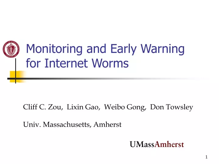 monitoring and early warning for internet worms