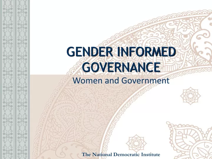 gender informed governance women and government