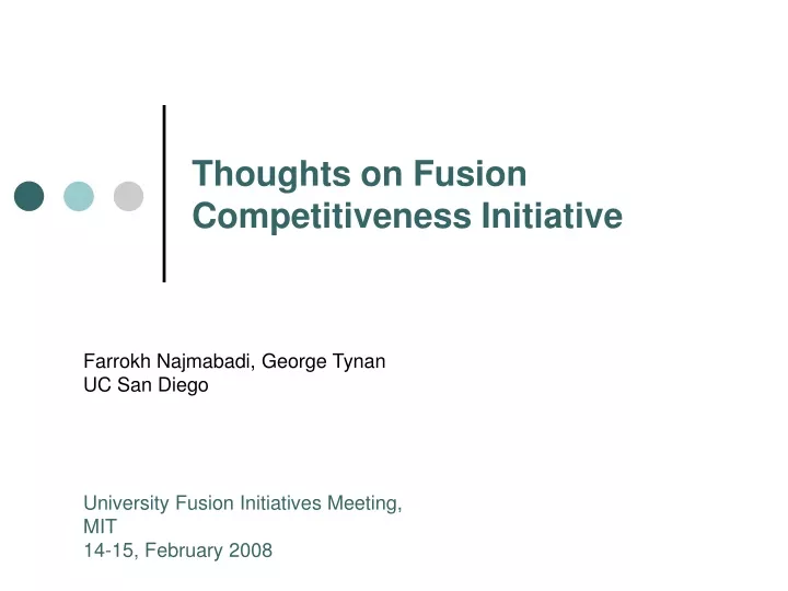 thoughts on fusion competitiveness initiative