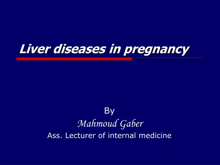 liver diseases in pregnancy