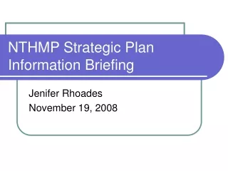 NTHMP Strategic Plan Information Briefing