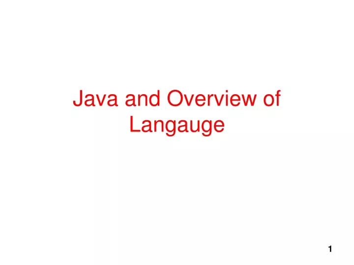 java and overview of langauge
