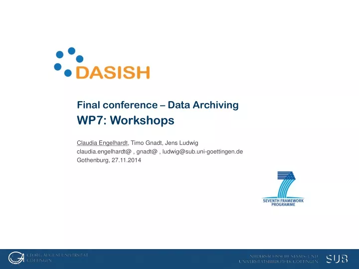final conference data archiving