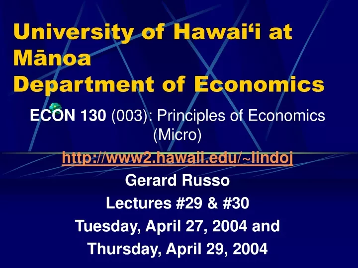 university of hawai i at m noa department of economics