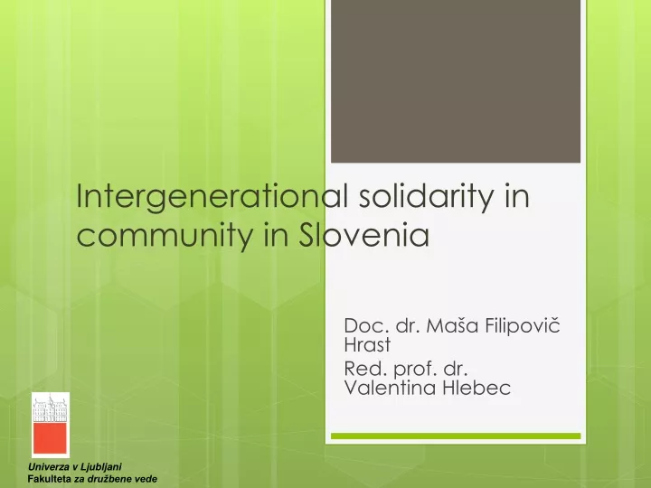 intergenerational solidarity in community in slovenia