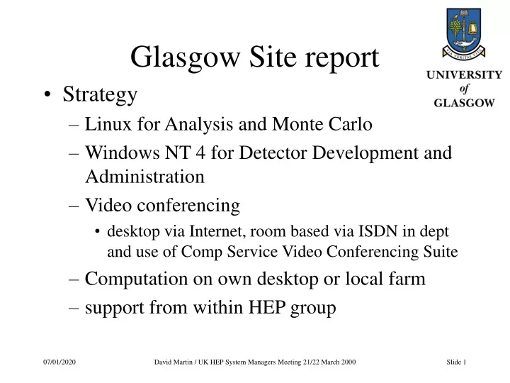 glasgow site report