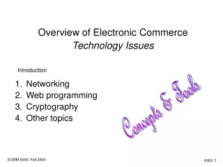 Overview of Electronic Commerce Technology Issues Networking Web programming Cryptography