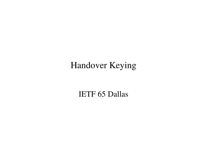 handover keying