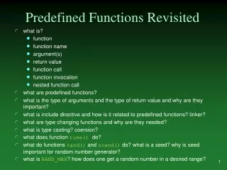 Predefined Functions Revisited