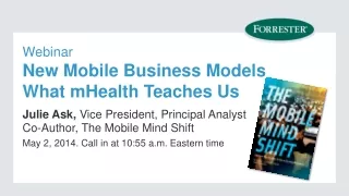 Webinar New Mobile Business Models What mHealth Teaches Us