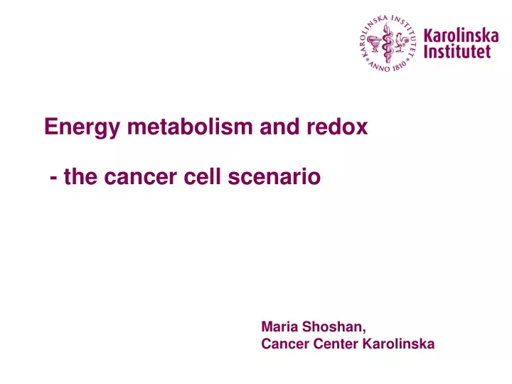 energy metabolism and redox