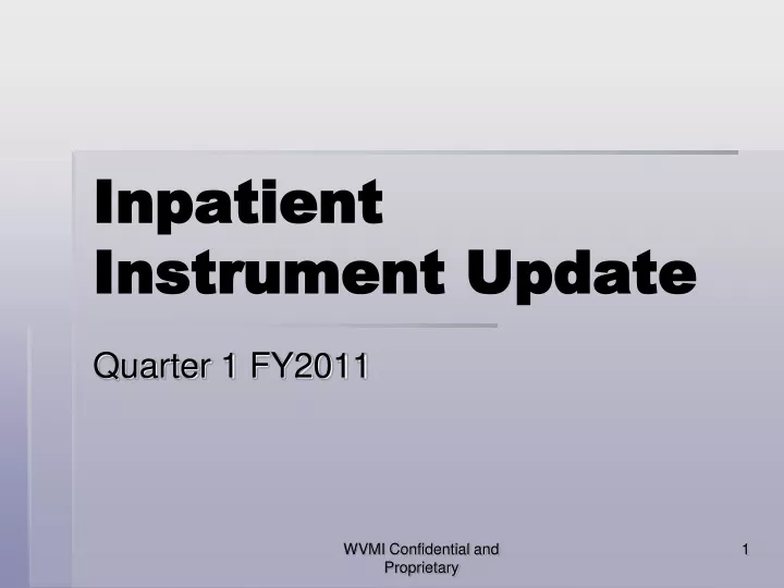 inpatient instrument update