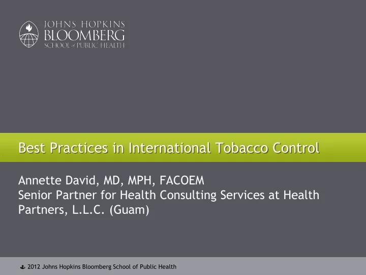 best practices in international tobacco control