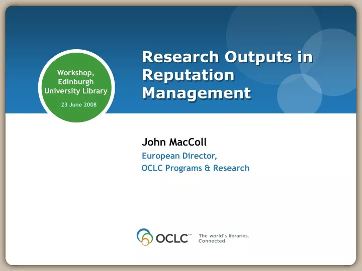 research outputs in reputation management
