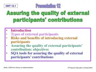 Introduction Types of external participants