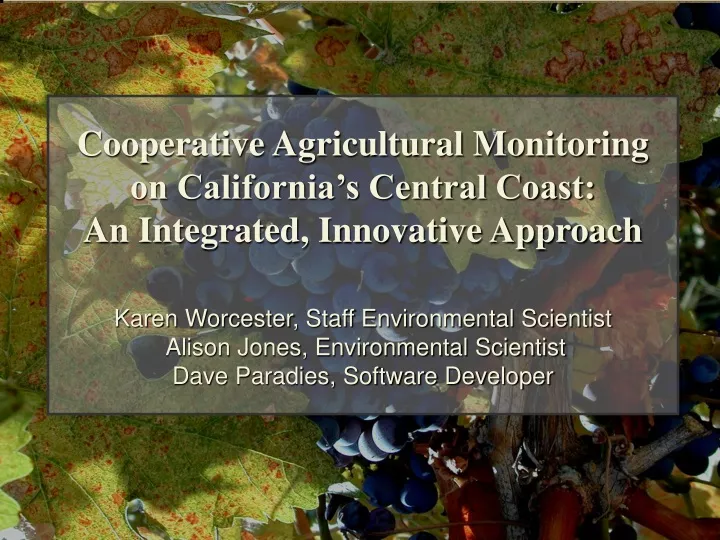 cooperative agricultural monitoring on california