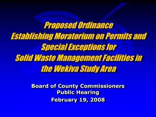 Proposed Ordinance  Establishing Moratorium on Permits and Special Exceptions for