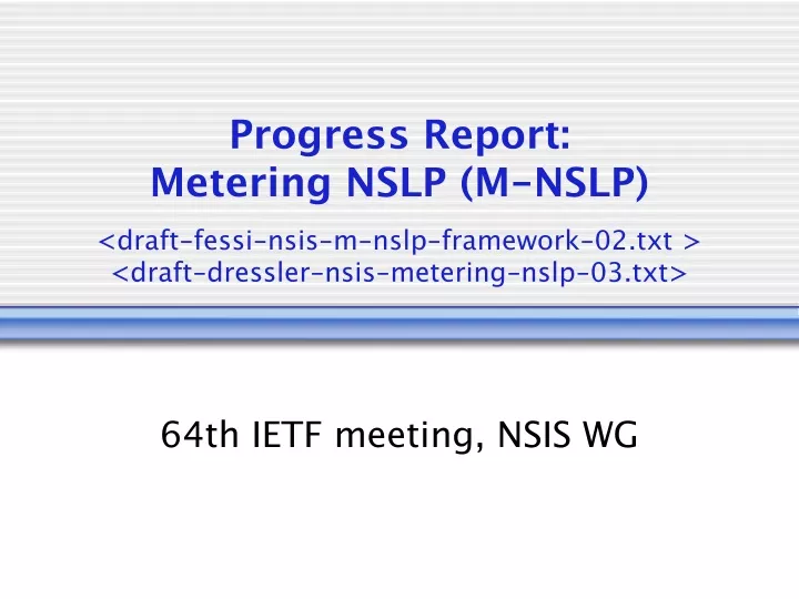 progress report metering nslp m nslp