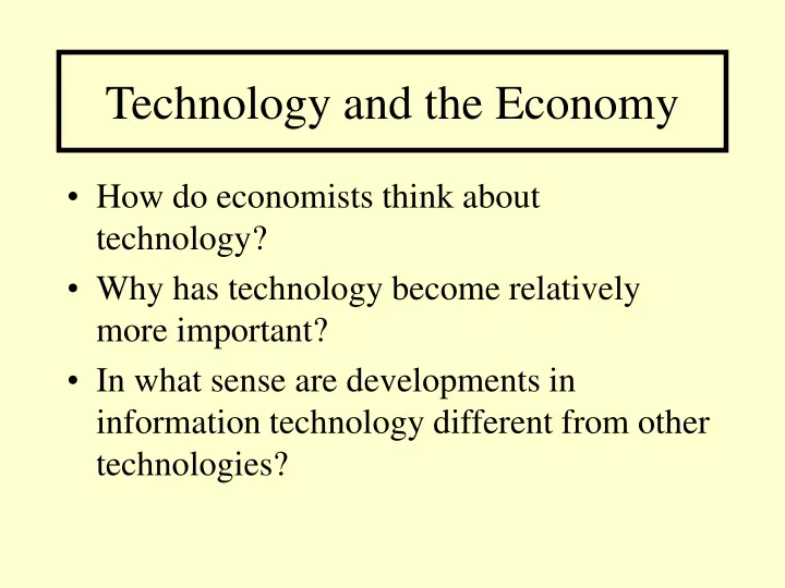 technology and the economy
