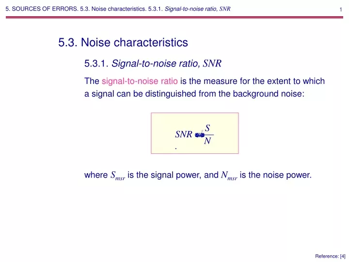 5 sources of errors 5 3 noise characteristics