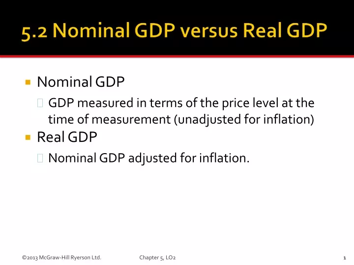 nominal gdp gdp measured in terms of the price
