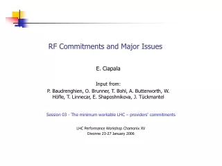 RF Commitments and Major Issues