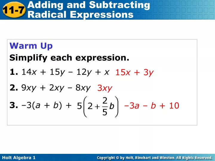 warm up simplify each expression