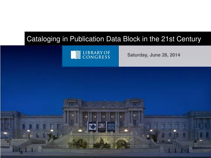 cataloging in publication data block in the 21st