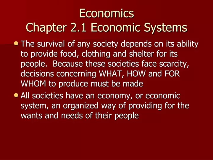 economics chapter 2 1 economic systems