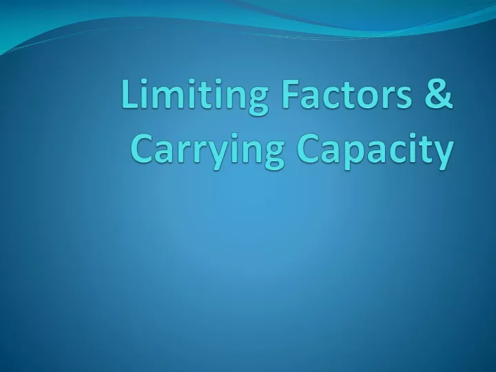 limiting factors carrying capacity