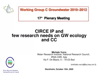 CIRCE IP and few research needs on GW ecology and CC