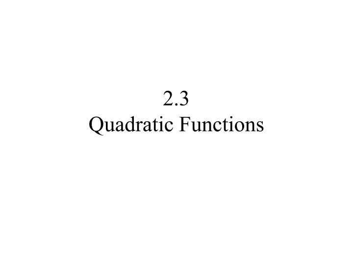 2 3 quadratic functions