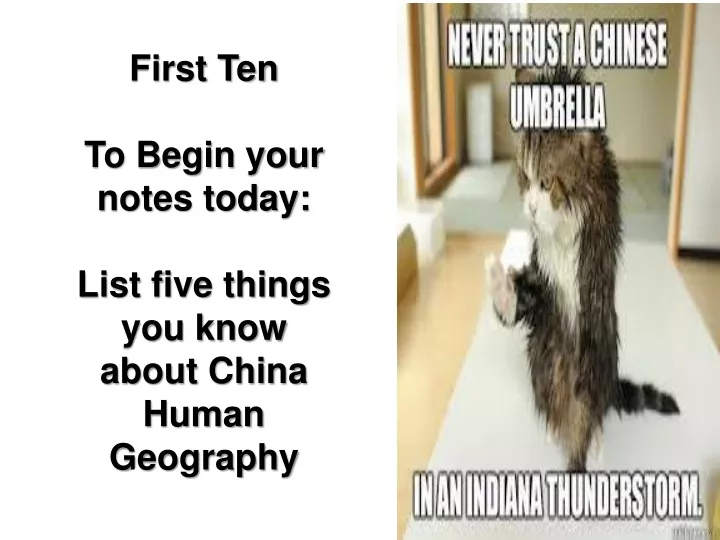 first ten to begin your notes today list five