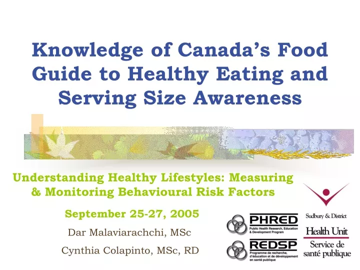 knowledge of canada s food guide to healthy eating and serving size awareness