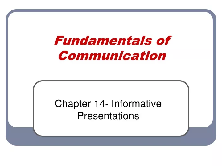 fundamentals of communication