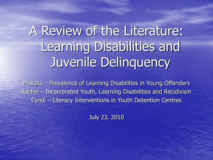 a review of the literature learning disabilities
