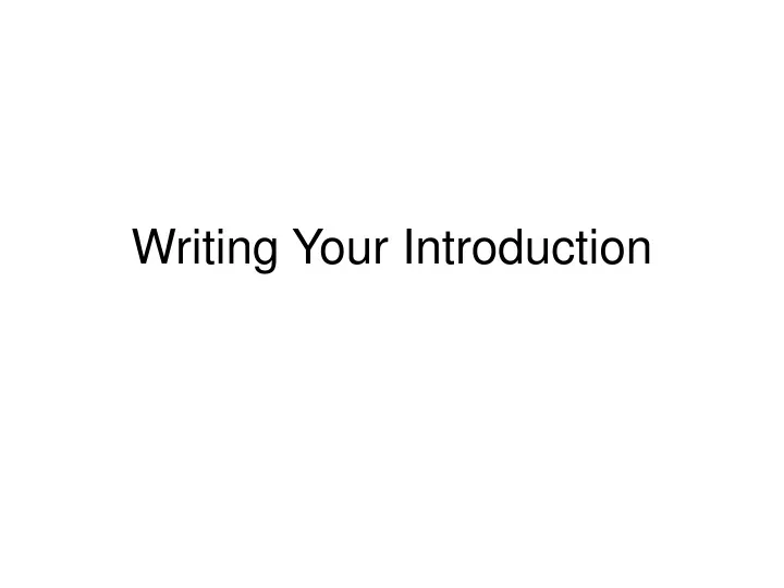 writing your introduction